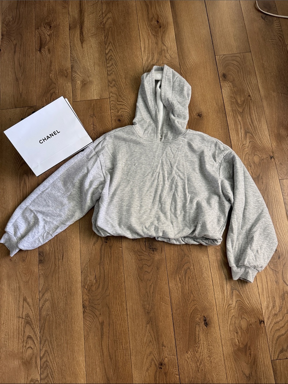 Madden Girl Gray Cropped Hooded Sweatshirt